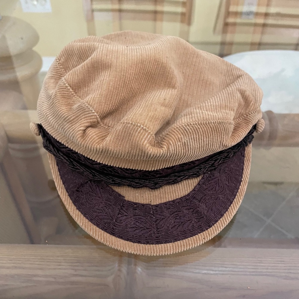 Aegean Greek Fishermans Cap Tan Corduroy Cotton Made in Greece Newsboy Hat